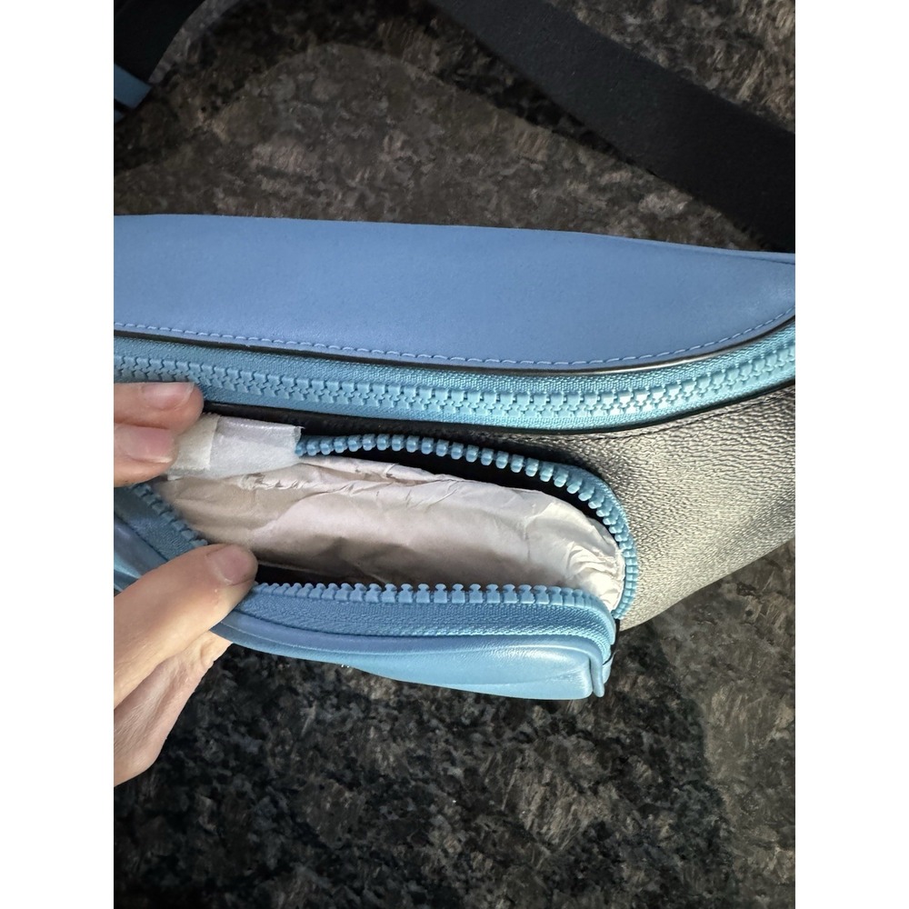 Coach Racer Small Belt Bag Blue And Black Leather $328 Satchel Purse - Picture 8 of 11